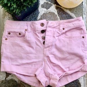 Pink denim shorts